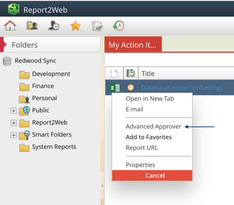 Screenshot of accessing Advanced Approver menu item on iPad